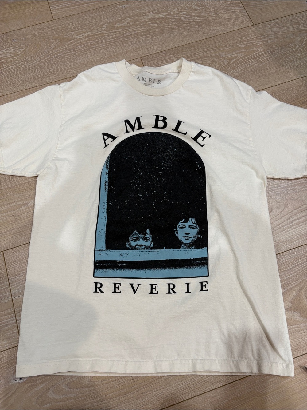 Amble Amble Reverie Cream Graphic Cotton Short Sleeve Tee Size L